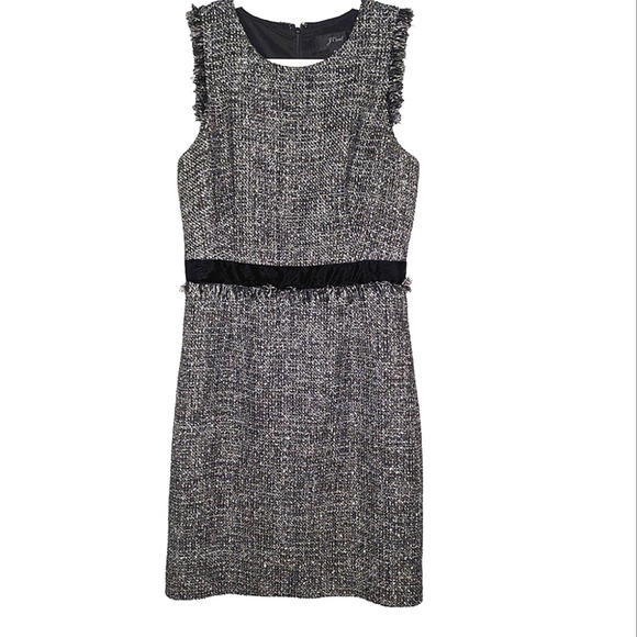J. Crew Sparkling Constellation Black Tweed Silver Sequin Sheath Dress - Picture 3 of 8